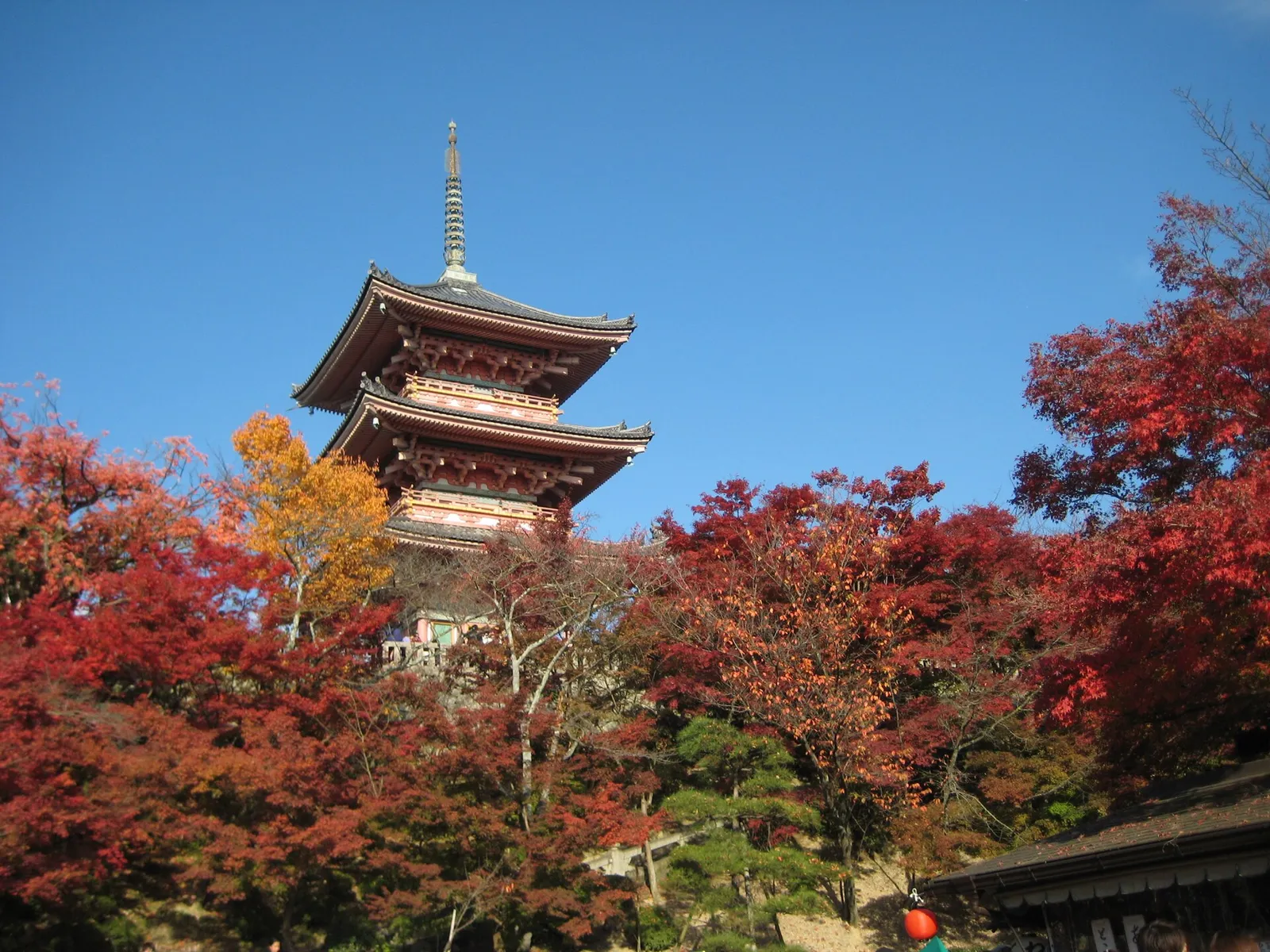 The three-storied pagoda at Kiyomizu-dera in Kyoto