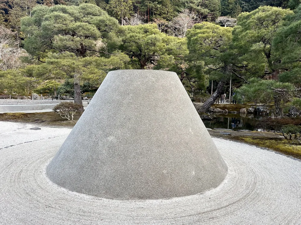 Kogetsudai sand cone and raked sand garden at Ginkaku-ji in Kyoto