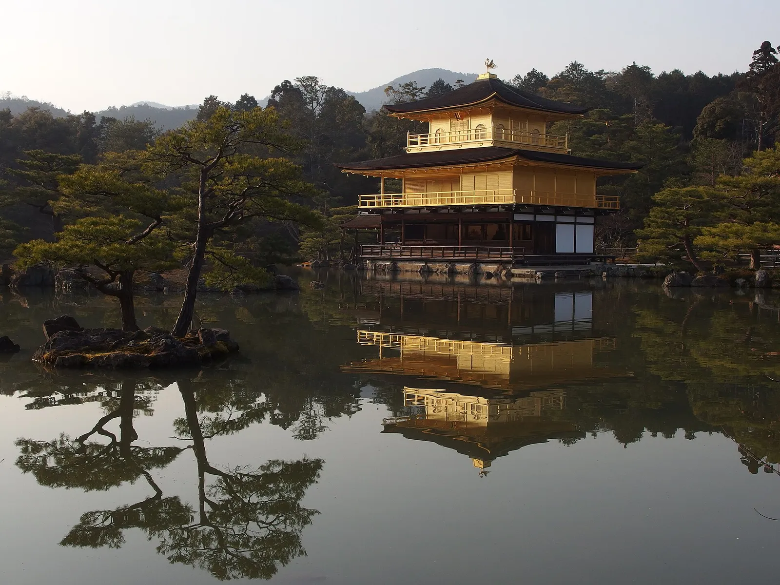 The Golden Pavilion of Kinkaku-ji beside its pond